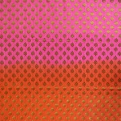 Orange with Pink Colour Silk Shibori Booti Fabric