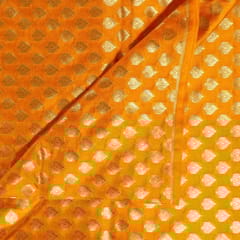 Yellow with Pink Colour Silk Shibori Booti Fabric