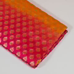 Yellow with Pink Colour Silk Shibori Booti Fabric