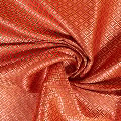 Red Colour Satin Brocade Fabric