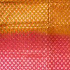 Yellow with Pink Colour Silk Shibori Booti Fabric