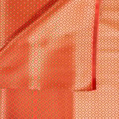 Red Colour Satin Brocade Fabric