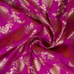 Purple Colour Satin Brocade Fabric
