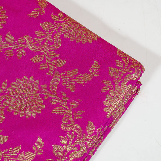 Purple Colour Satin Brocade Fabric