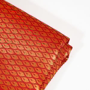 Red Colour Satin Brocade Fabric