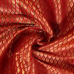 Red Colour Satin Brocade Fabric
