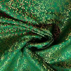 Green Colour Satin Brocade Fabric
