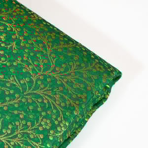 Green Colour Satin Brocade Fabric