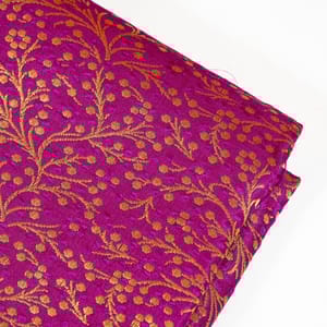 Purple Colour Satin Brocade Fabric