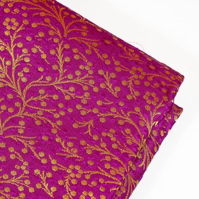 Purple Colour Satin Brocade Fabric