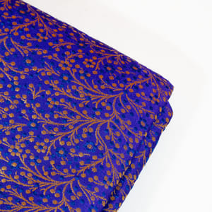 Blue Colour Satin Brocade Fabric