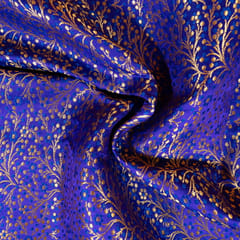 Blue Colour Satin Brocade Fabric