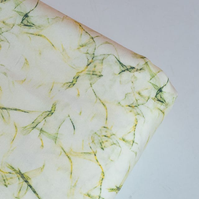 Green Colour Poplin Lycra Printed Fabric