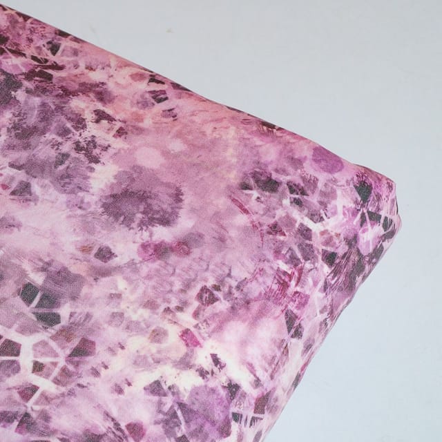 Pink Colour Poplin Lycra Printed Fabric