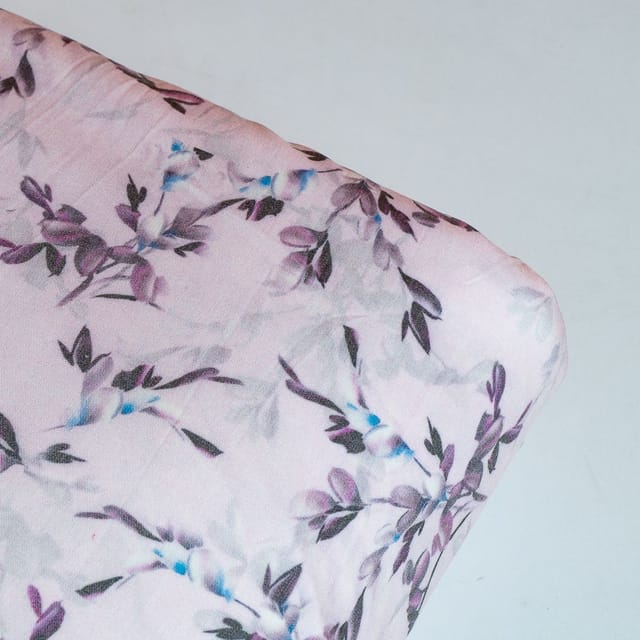 Pink Colour Poplin Lycra Printed Fabric