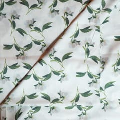 White Colour Poplin Lycra Printed Fabric