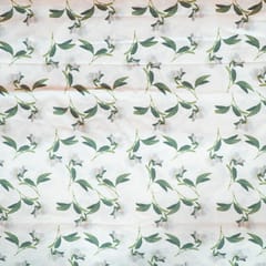 White Colour Poplin Lycra Printed Fabric