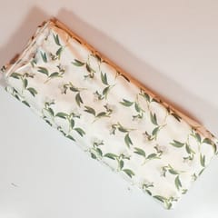 White Colour Poplin Lycra Printed Fabric