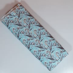 Sky Blue Colour Poplin Lycra Printed Fabric