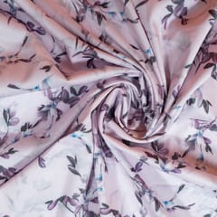 Pink Colour Poplin Lycra Printed Fabric