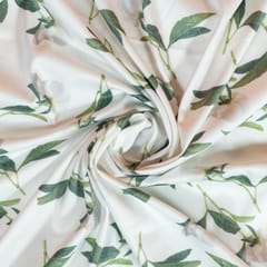 White Colour Poplin Lycra Printed Fabric