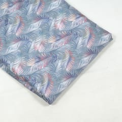 Grey Colour Poplin Lycra Printed Fabric