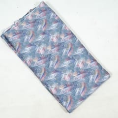 Grey Colour Poplin Lycra Printed Fabric