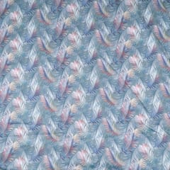 Grey Colour Poplin Lycra Printed Fabric