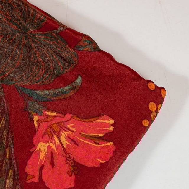 Maroon Colour Viscose Crepe Printed Fabric