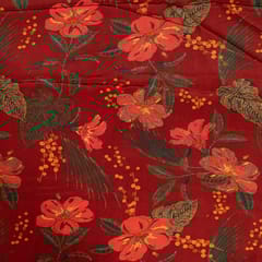 Maroon Colour Viscose Crepe Printed Fabric