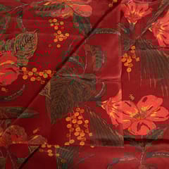 Maroon Colour Viscose Crepe Printed Fabric