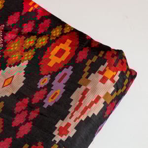 Black Colour Dola Silk Digital Printed Fabric