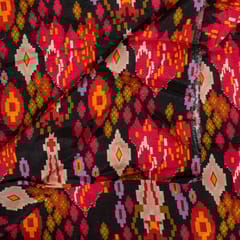Black Colour Dola Silk Digital Printed Fabric