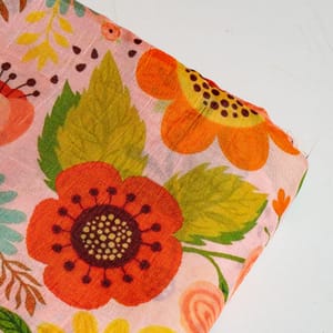 Pink Colour Dola Silk Digital Printed Fabric