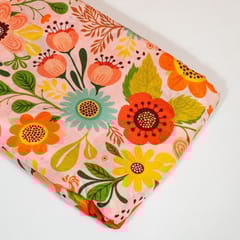 Pink Colour Dola Silk Digital Printed Fabric