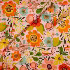 Pink Colour Dola Silk Digital Printed Fabric