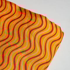 Yellow Colour Dola Silk Digital Printed Fabric