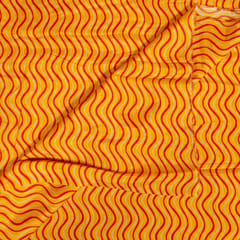 Yellow Colour Dola Silk Digital Printed Fabric