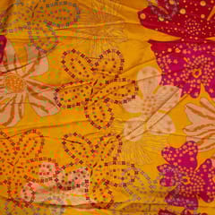 Yellow Colour Dola Silk Digital Printed Fabric