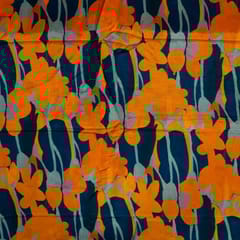 Blue Colour Dola Silk Digital Printed Fabric