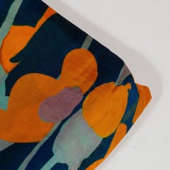 Blue Colour Dola Silk Digital Printed Fabric