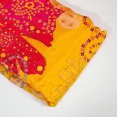 Yellow Colour Dola Silk Digital Printed Fabric