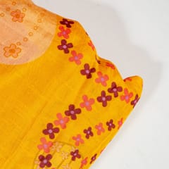 Yellow Colour Dola Silk Digital Printed Fabric