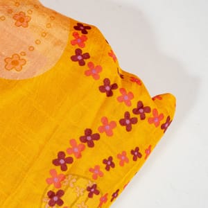 Yellow Colour Dola Silk Digital Printed Fabric