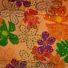 Peach Colour Dola Silk Digital Printed Fabric