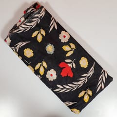 Black Colour Dola Silk Digital Printed Fabric