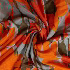 Grey Colour Dola Silk Digital Printed Fabric