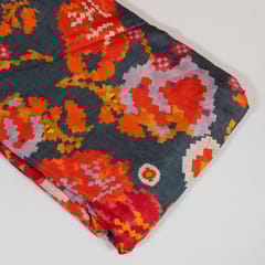 Grey Colour Dola Silk Digital Printed Fabric