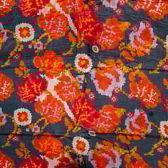 Grey Colour Dola Silk Digital Printed Fabric