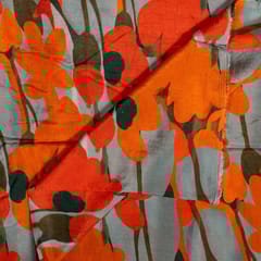 Grey Colour Dola Silk Digital Printed Fabric